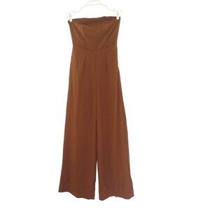 Wild Fable, long wide-leg jumpsuit with straps, for women, color Brown, Cotton,